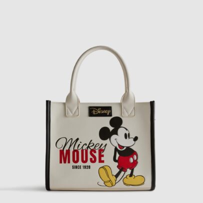 Bolso tote de Mickey Mouse en crema con bordes negros