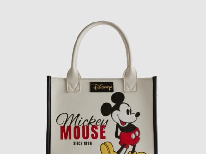 Bolso tote de Mickey Mouse en crema con bordes negros