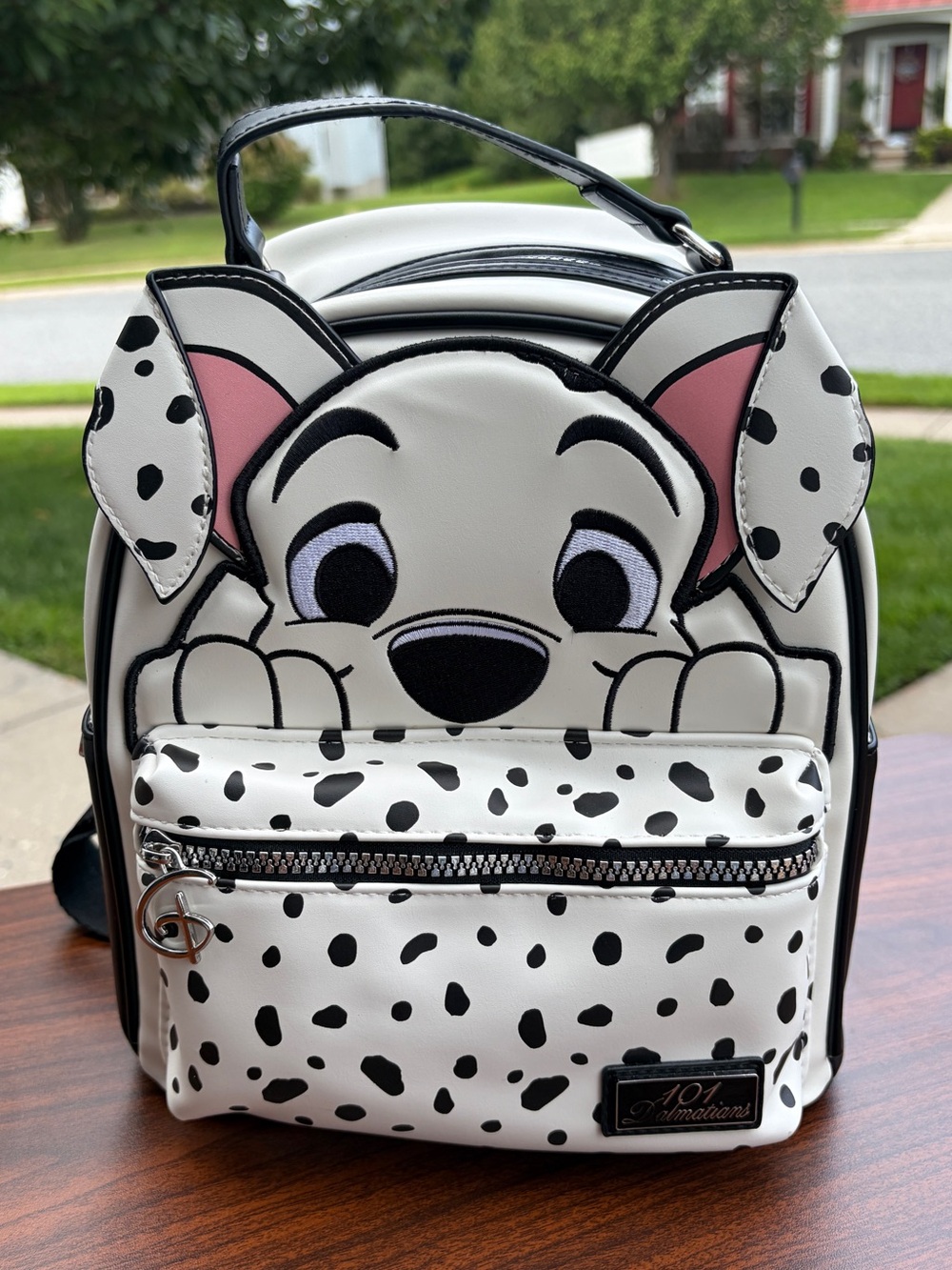 Mini mochila de 101 Dálmatas blanca con manchas negras y orejas en relieve